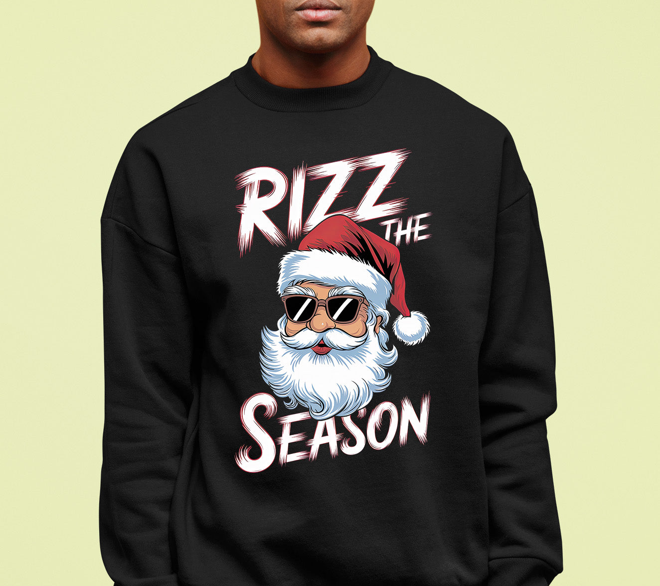 Rizz the Seasonn Santa Sunglasses – Christmas Santa Glasses, Funny Holiday Fashion Accessory, Festive Seasonal Gift Idea, Cozy Cheer Sweatshirt