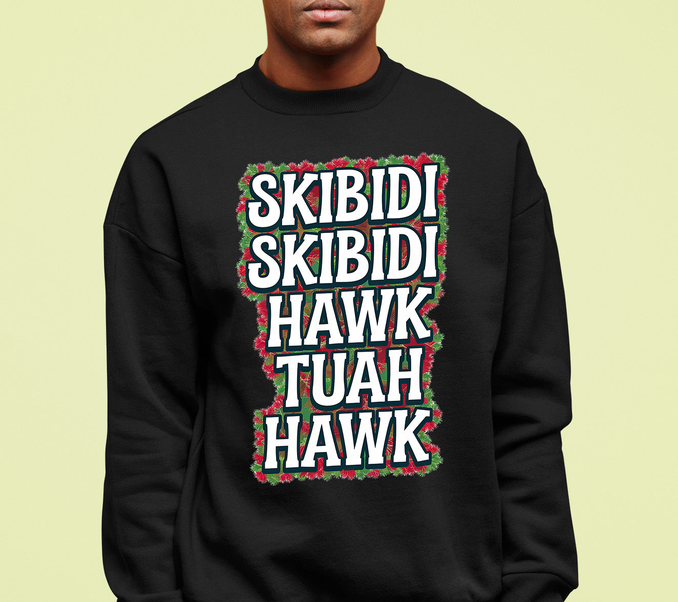 Christmas Skibidi Skibidi Hawk Tuah Hawk Art - Festive Holiday Scene for Gifts, Unique Cheer, Seasonal Pixel Masterpiece Sweatshirt