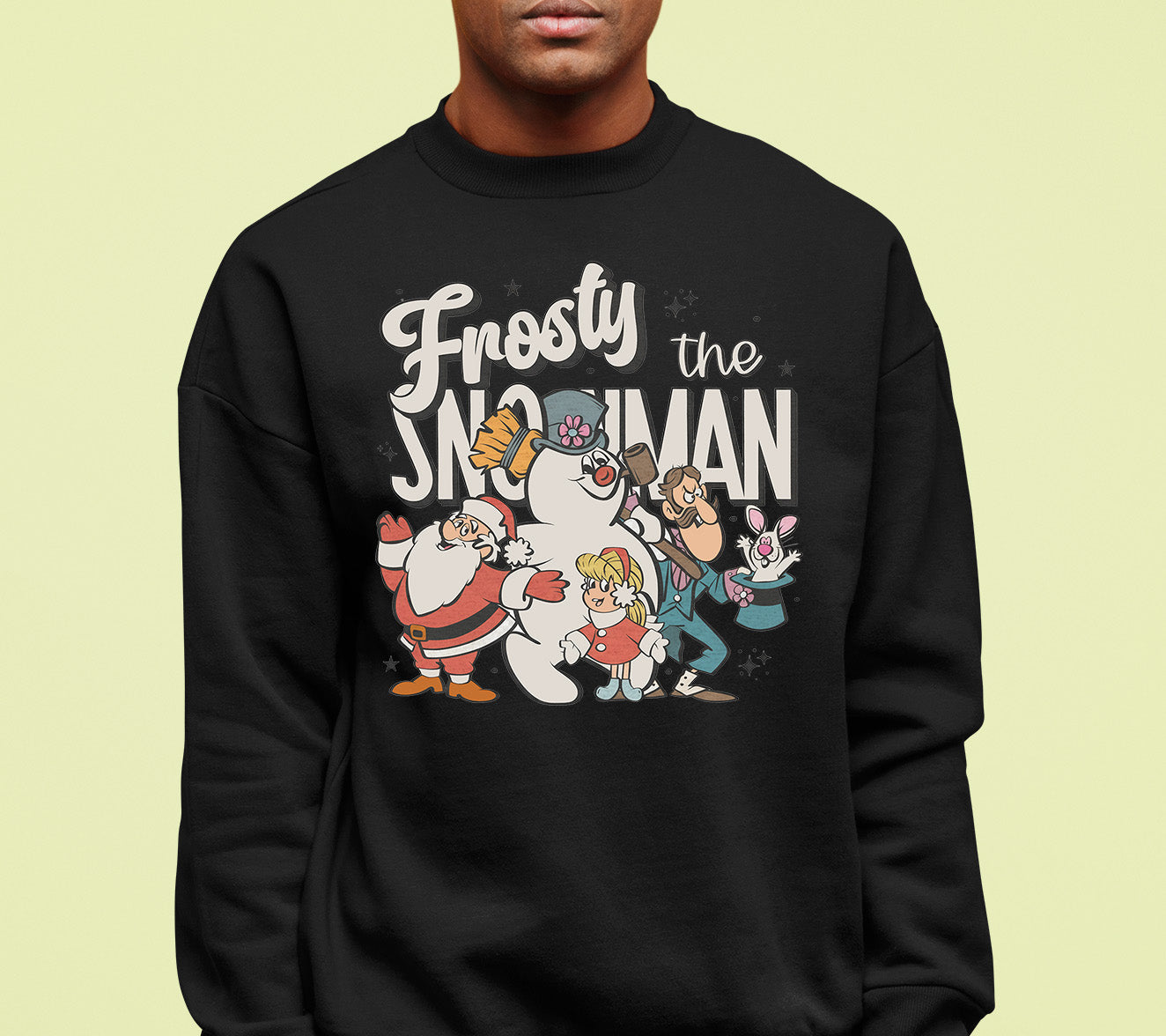 Frosty Snowman Christmas Theme Artwork, Cozy Winter Holiday Gift Idea, Seasonal Frosty Illustration Sweatshirt