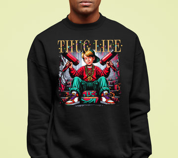 Christmas Thug Life Alone - Funny Holiday Quote Meme Humor - Festive Gift Idea for Him Sweatshirt