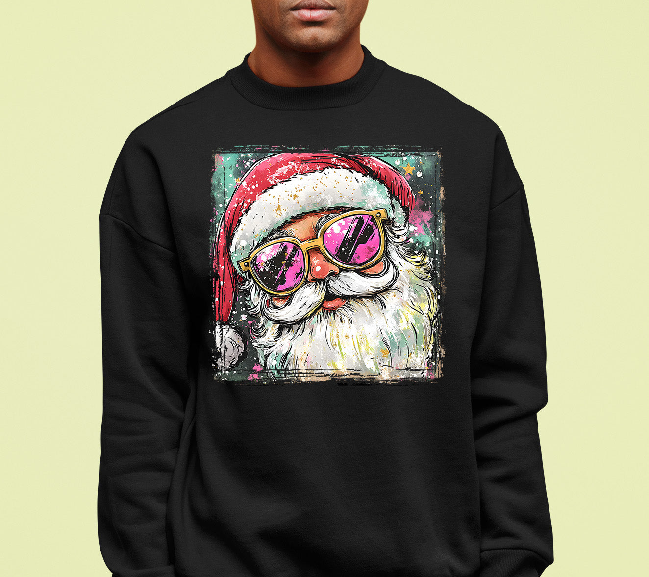 Cool Santa Christmas Art, Whimsical Santa Claus for Holiday Gift Ideas, Festive Collector Piece, Handmade Holiday Joy Sweatshirt