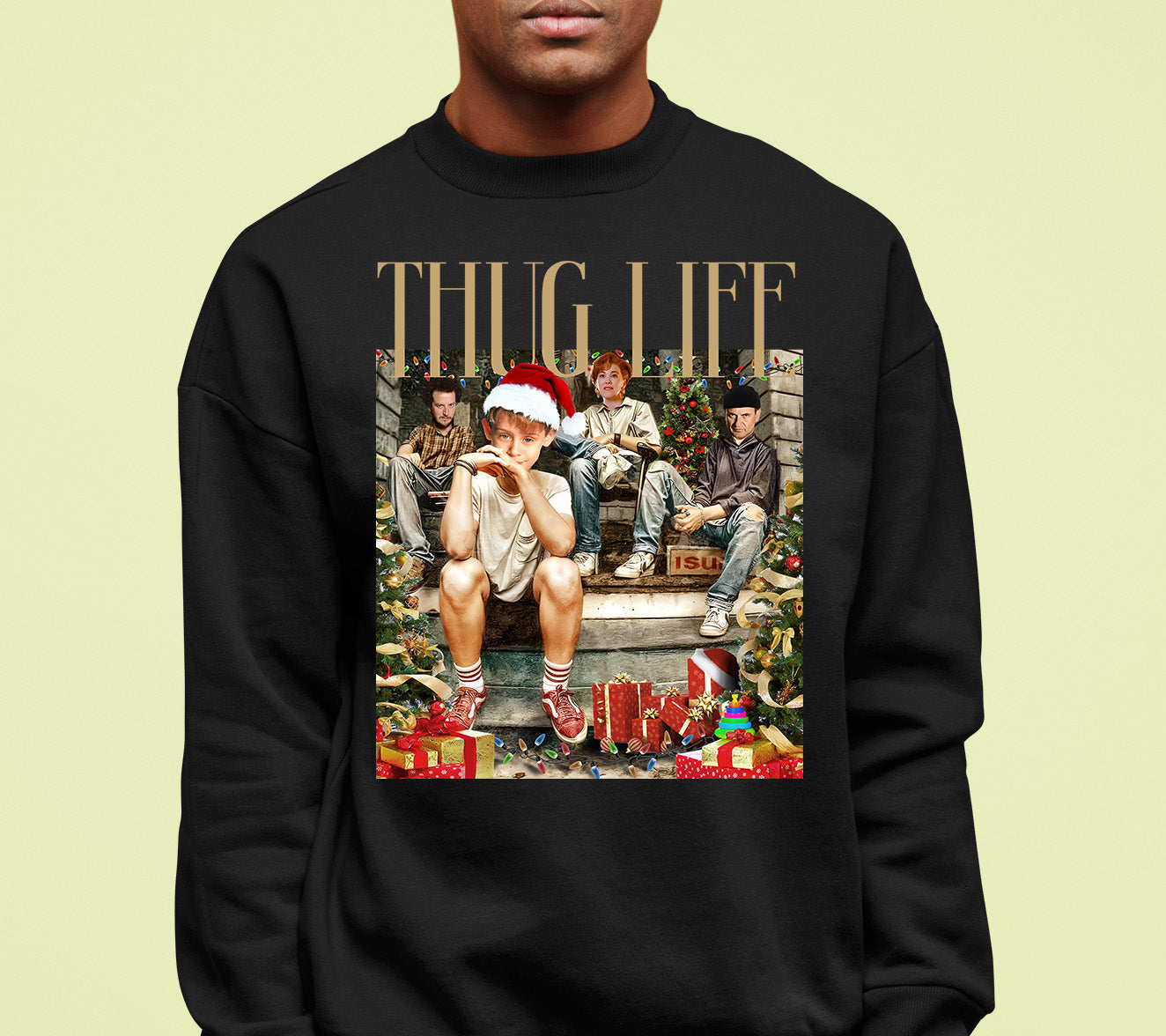 Christmas Thug Life Porch Santa Hat - Funny Santa Hat for Porch, Holiday Humor Gift Sweatshirt