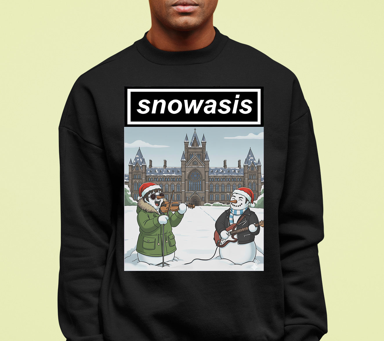 Snowasis in Front of Glasgow Kelvingrove – Christmas Scene, Festive Glasgow Landmark, Snowy Cityscape Gift Idea, Scottish Holiday Art Sweatshirt