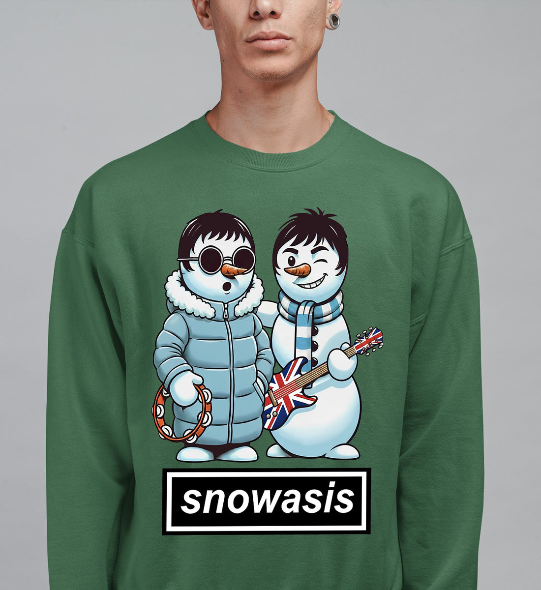Snowasis Snowmen Guitar Christmas Charm - Whimsical Holiday Keepsake Sweatshirt