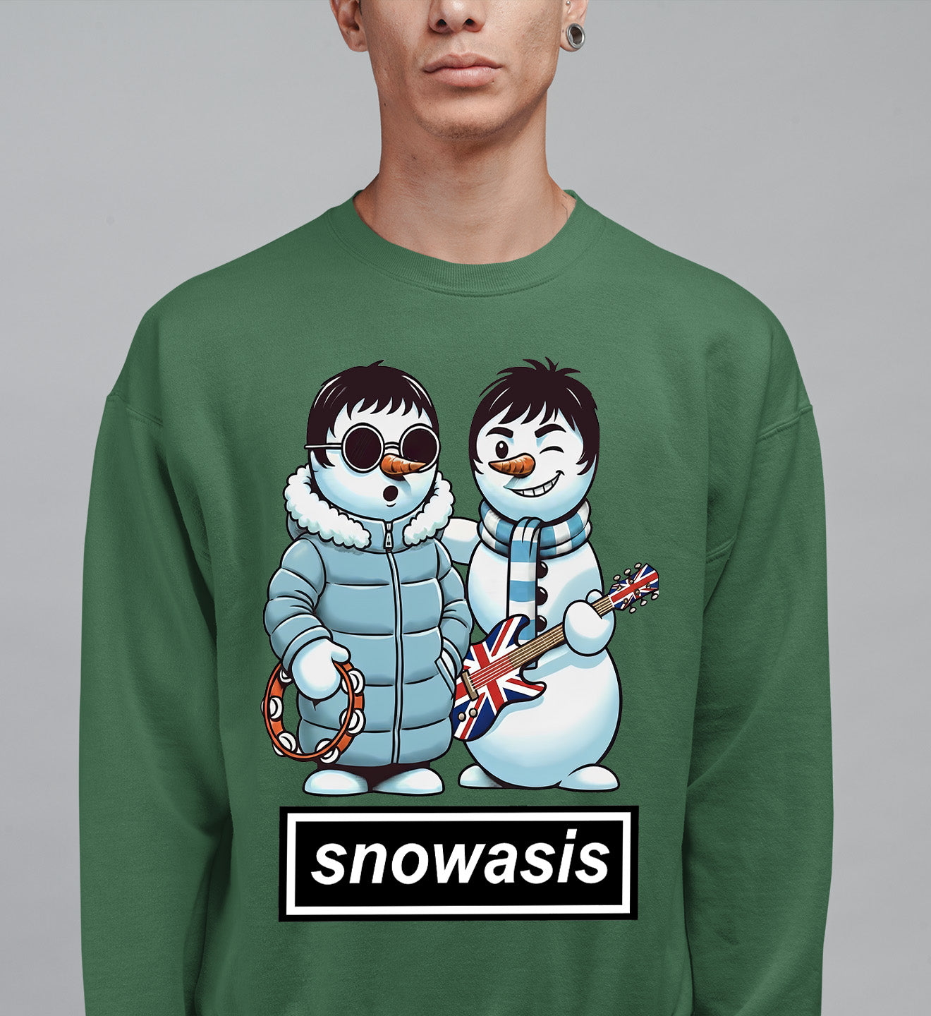 Snowasis Snowmen Guitar Christmas Charm - Whimsical Holiday Keepsake Sweatshirt