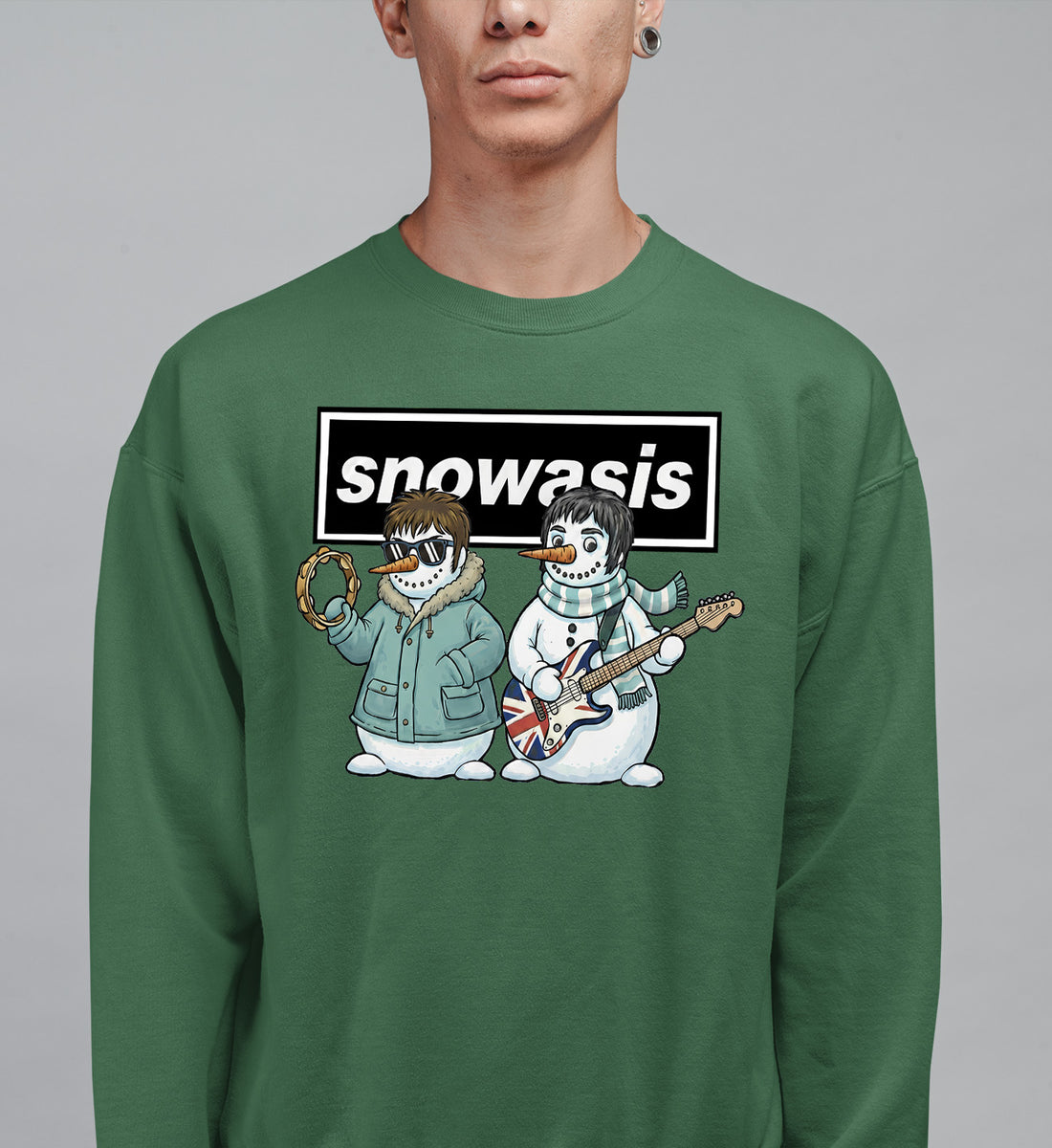 Snowasis Snowmen Guitar Christmas Keepsake - Handmade Whimsical Holiday Sculpture Gift Idea Sweatshirt