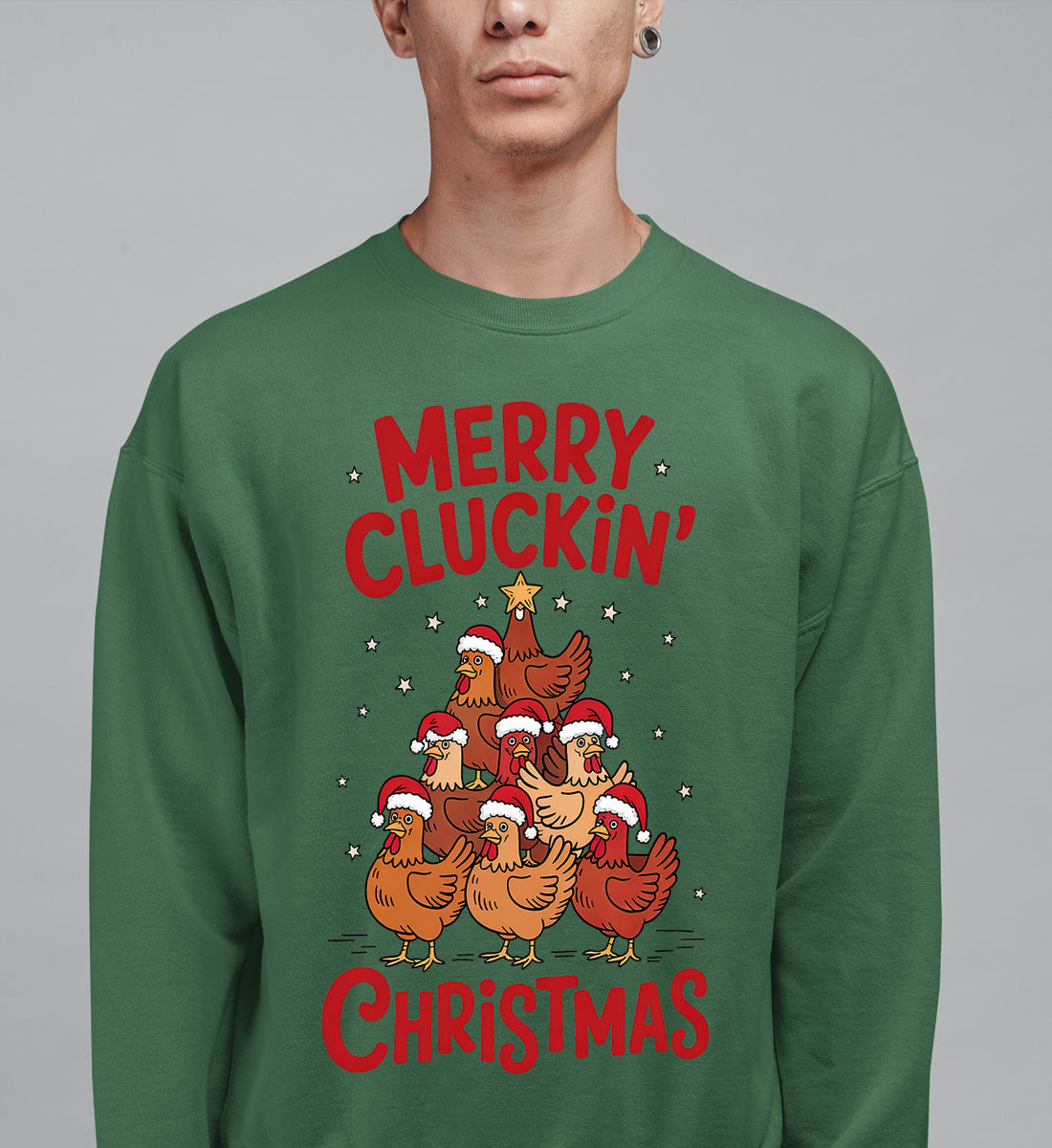 Merry Cluckin Christmas - Funny Chicken Holiday Gift for Bird Lovers - Festive Seasonal Humor & Cute Poultry Theme Sweatshirt