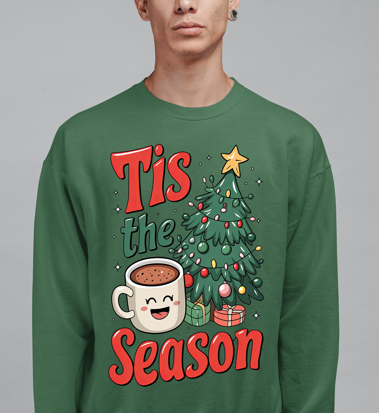 Tis the Season - Merry Christmas Village Scene - Cozy Winter Charm for Collectors, Handmade Gift for Holidays Sweatshirt