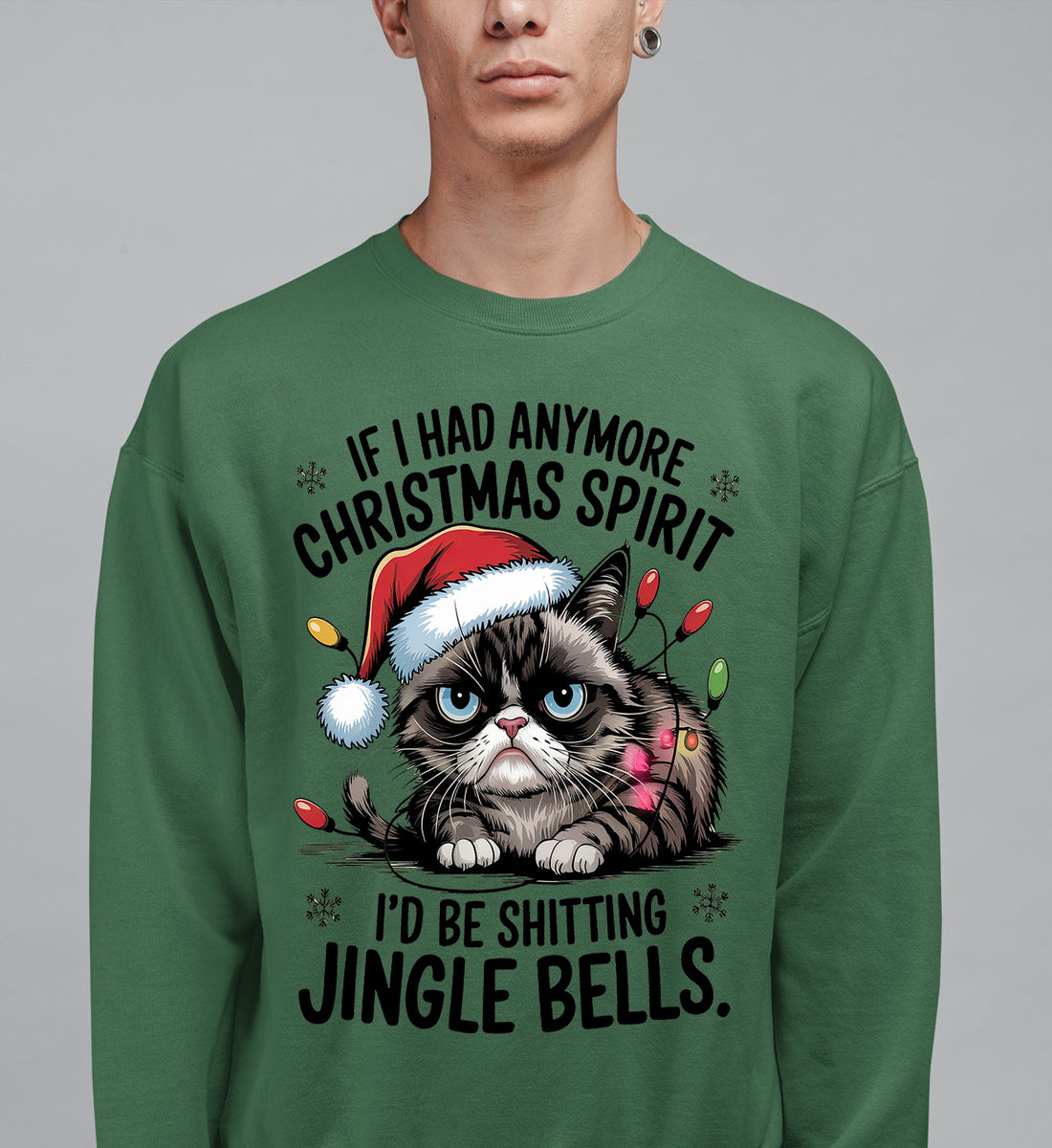 Christmas Spirit Cat Jingle Bells Gift for Cat Lovers, Festive Holiday Cheer Sweatshirt
