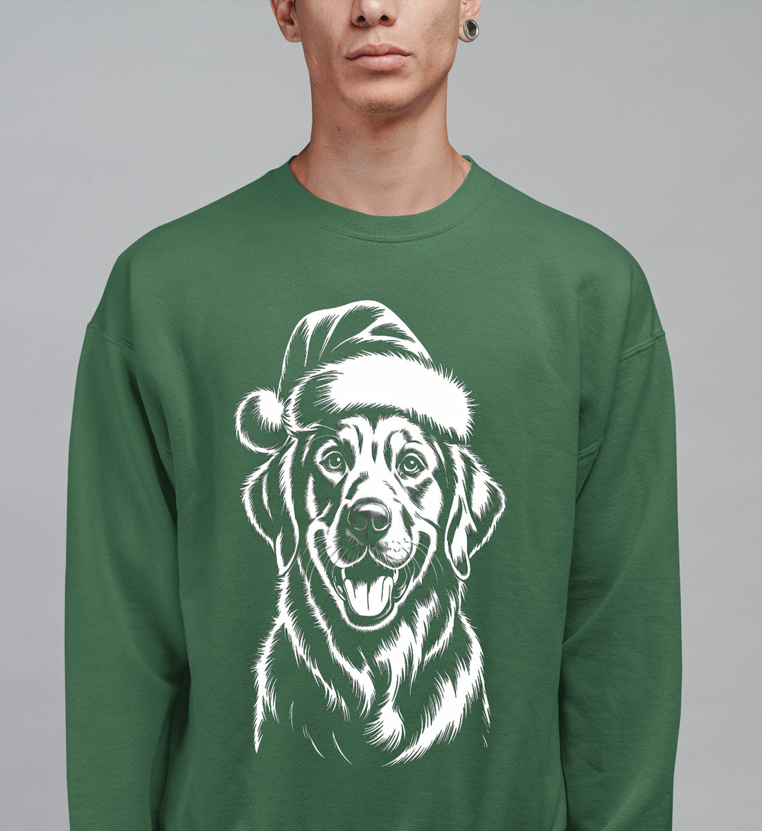 Christmas Dog Illustration for Pet Lovers – Festive Holiday Scene Gift Idea, Cozy Canine Portrait, Seasonal Cheer Sweatshirt