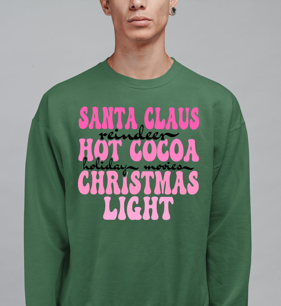 Santa Claus Reindeer Christmas Scene with Hot Cocoa - Cozy Holiday Charm for Gifts & Collectibles Sweatshirt