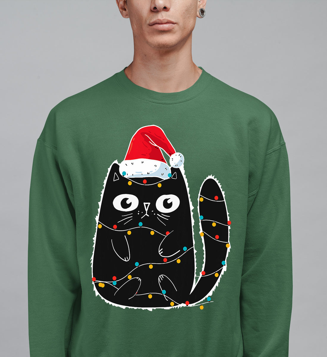 Cute Cat in Santa Hat - Christmas Feline Themed Gift for Holidays Sweatshirt