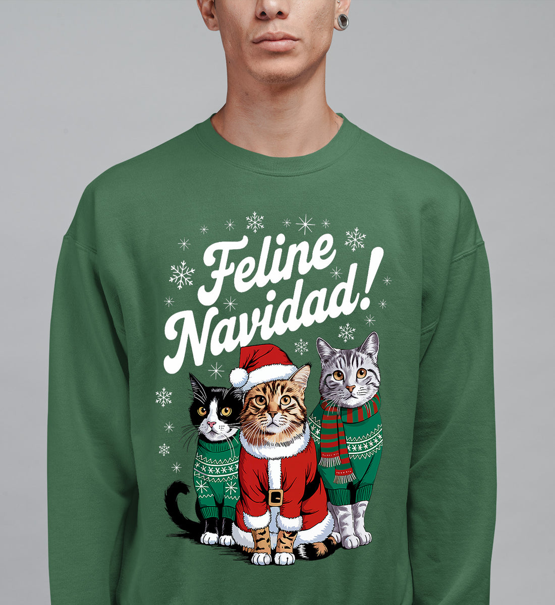 Cat Snowflakes Christmas Theme - Festive Holiday Cat Artwork for Season Sweatshirt