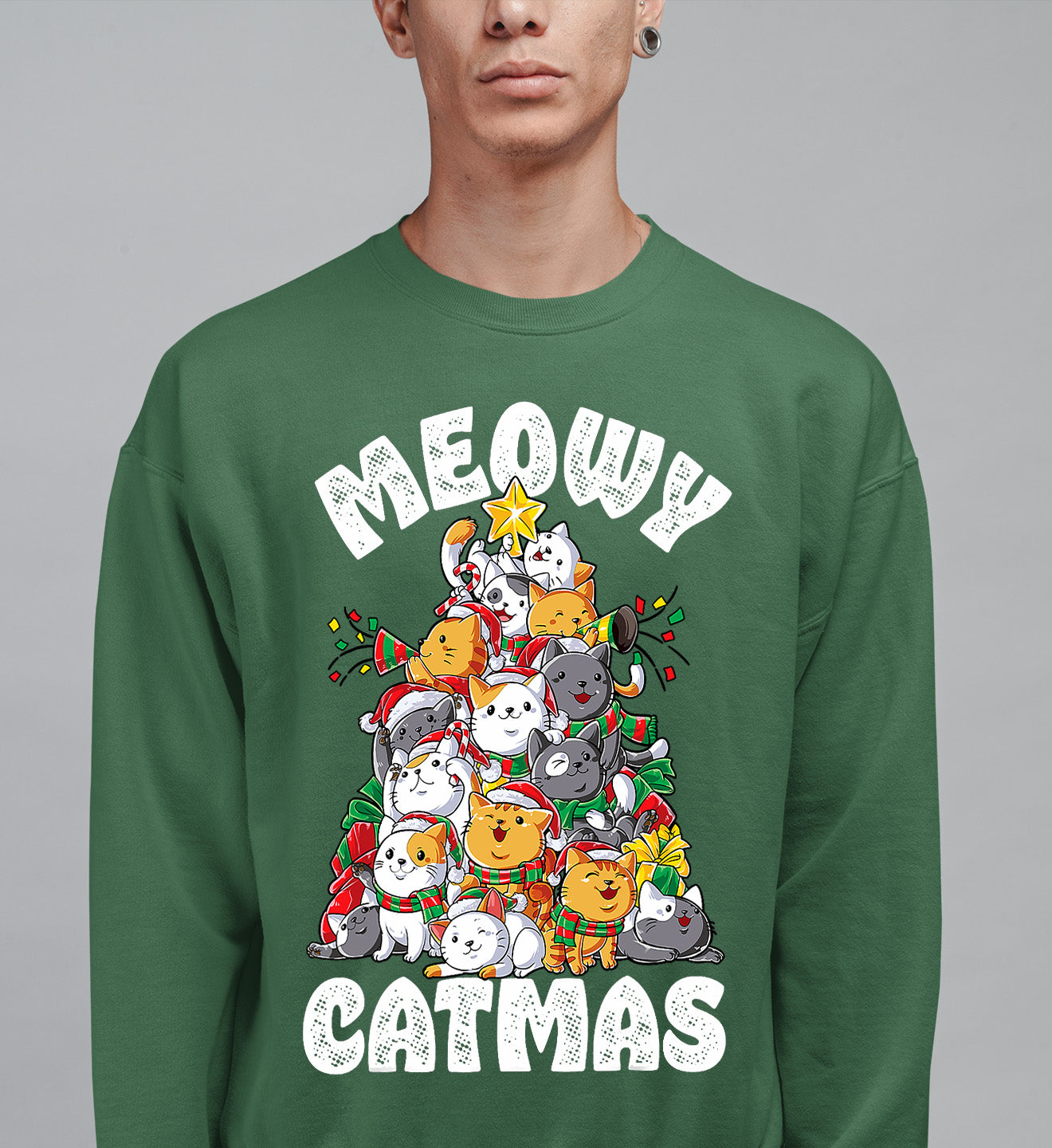 Meowy Cat Tree Christmas Gift for Cats - Festive Cat Condo, Holiday Cozy Shelter, Yuletide Cat Furniture, Seasonal Cat House Sweatshirt