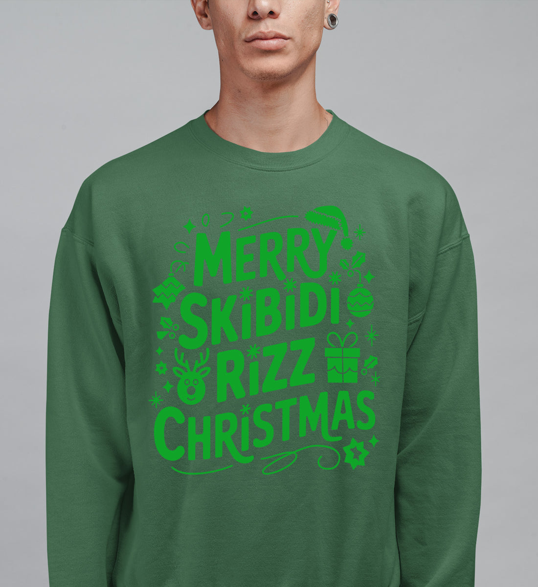 Merry Skibidi Rizz Christmas, festive holiday vibes for gifts and celebrations, cozy winter cheer Sweatshirt