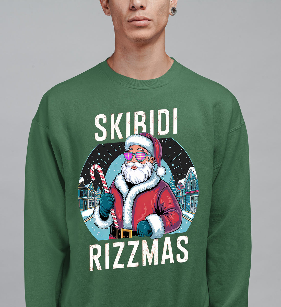 Skibidi Rizzman Santa Christmas Edition - Hilarious Pop Culture Gift Idea for Holidays, Festive Cheer Sweatshirt
