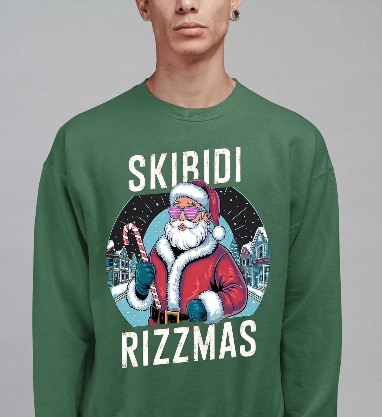 Skibidi Rizzman Santa Christmas Edition - Hilarious Pop Culture Gift Idea for Holidays, Festive Cheer Sweatshirt