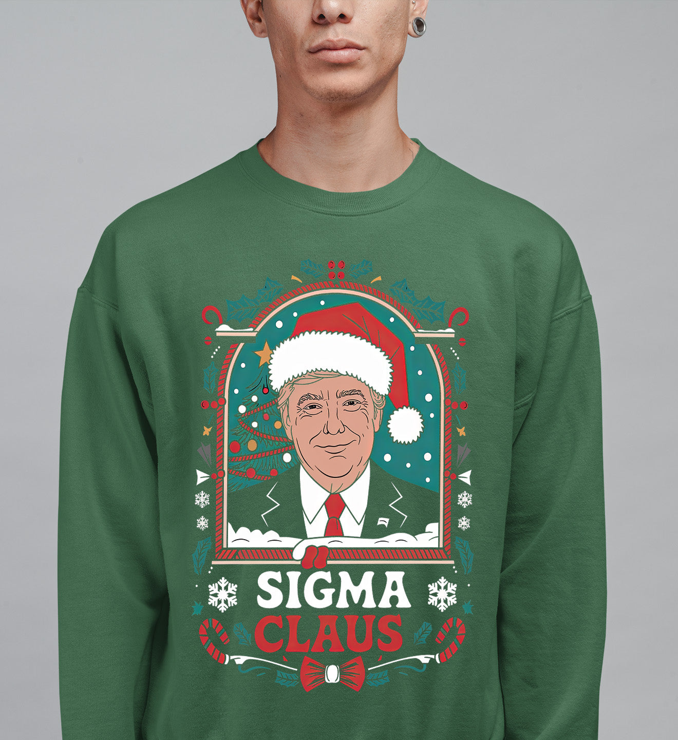 Sigma Claus Trump Christmas Charm, Holiday Satire Gift for Adults, Festive Political Humor Keepsake Sweatshirt