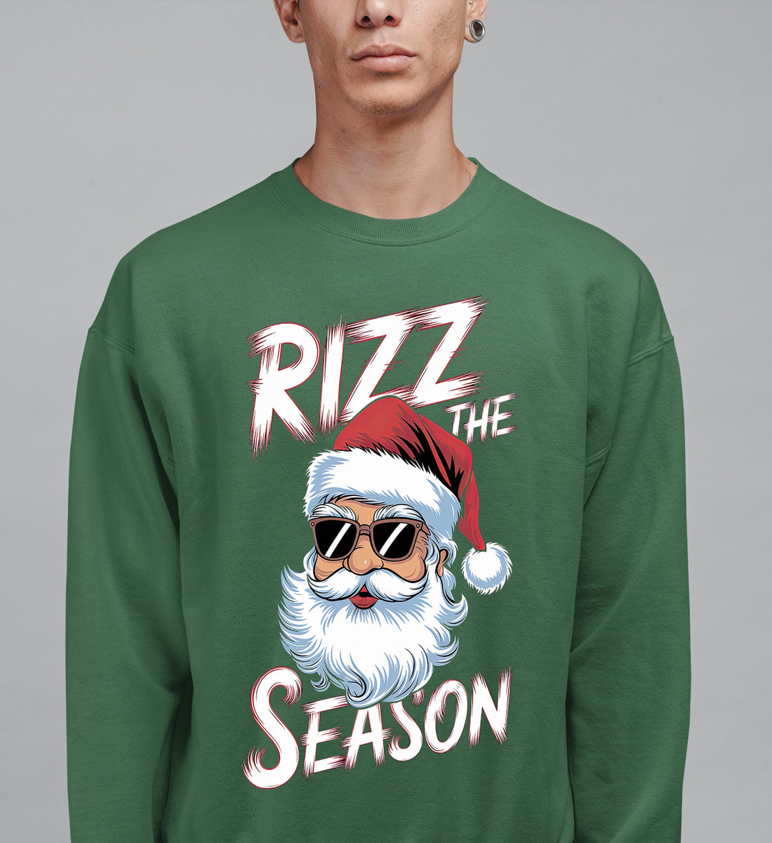 Rizz the Seasonn Santa Sunglasses – Christmas Santa Glasses, Funny Holiday Fashion Accessory, Festive Seasonal Gift Idea, Cozy Cheer Sweatshirt
