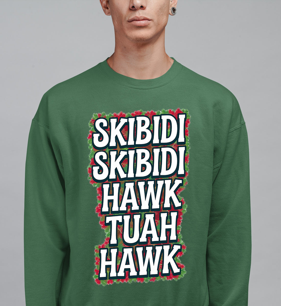 Christmas Skibidi Skibidi Hawk Tuah Hawk Art - Festive Holiday Scene for Gifts, Unique Cheer, Seasonal Pixel Masterpiece Sweatshirt