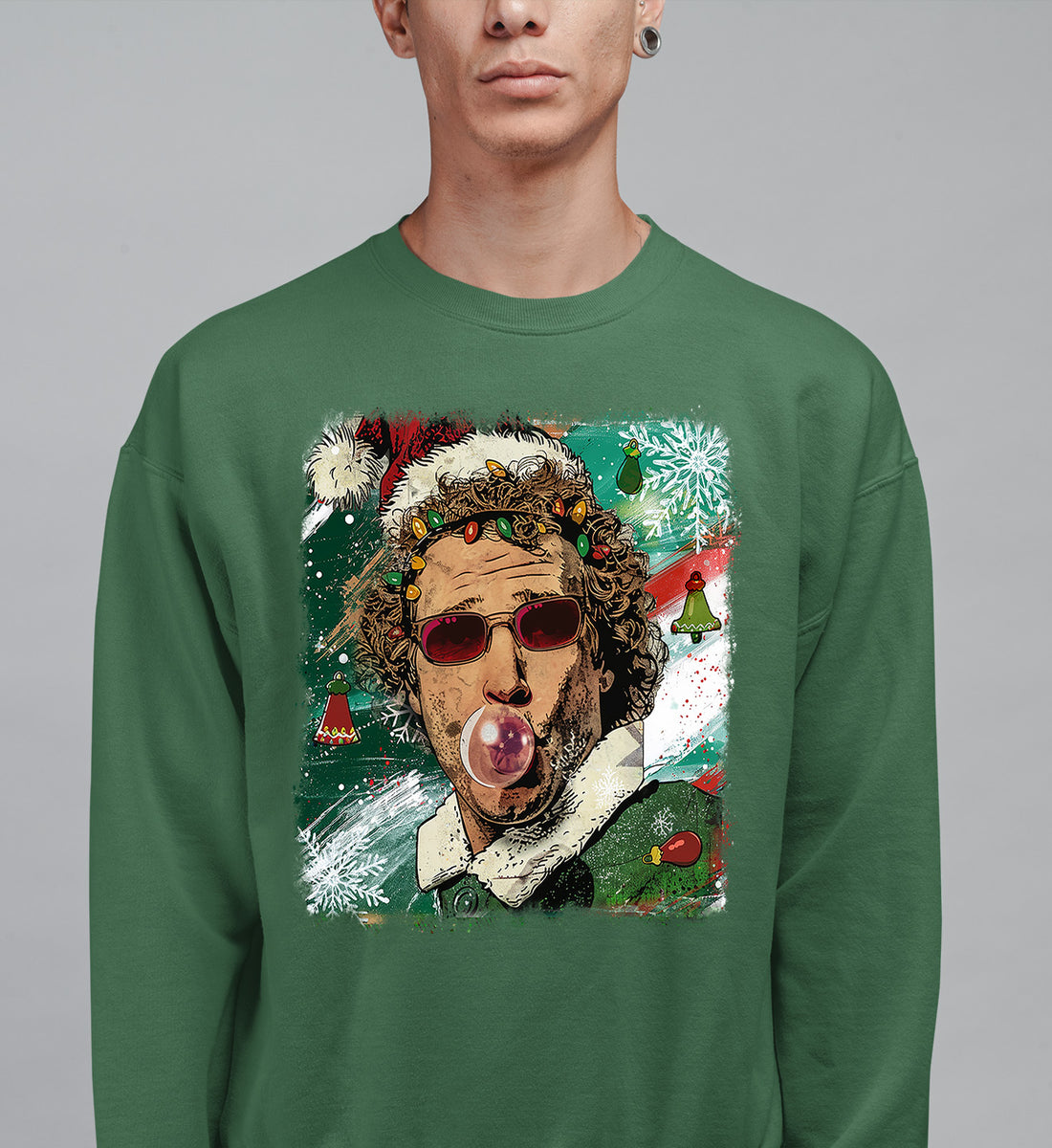 Christmas Elf Bubblegum Artwork, Whimsical Holiday Elf Art with Bubblegum, Festive Fantasy Illustration Gift Idea Sweatshirt