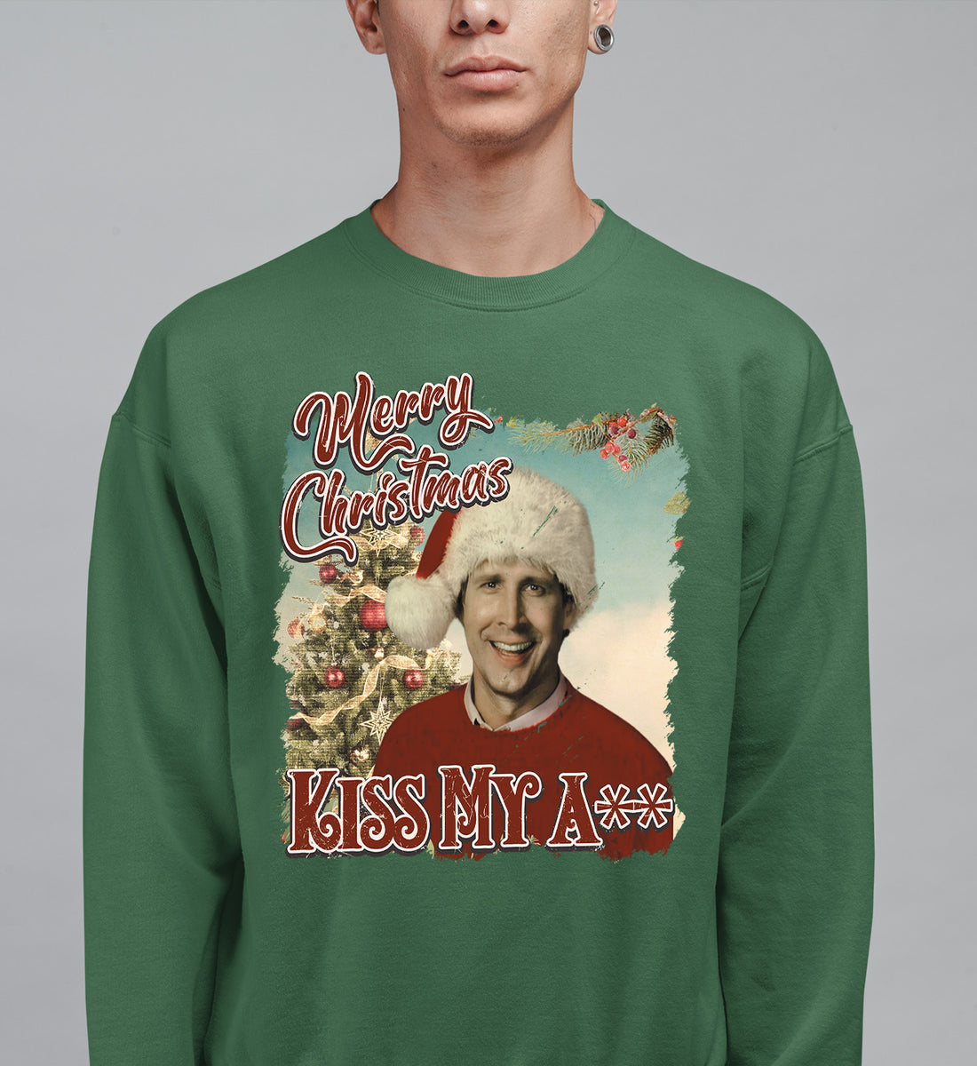 Merry Christmas Kiss My A** - Funny Xmas Phrase, Holiday Snark, Gag Gift, Seasonal Humor Keepsake Sweatshirt