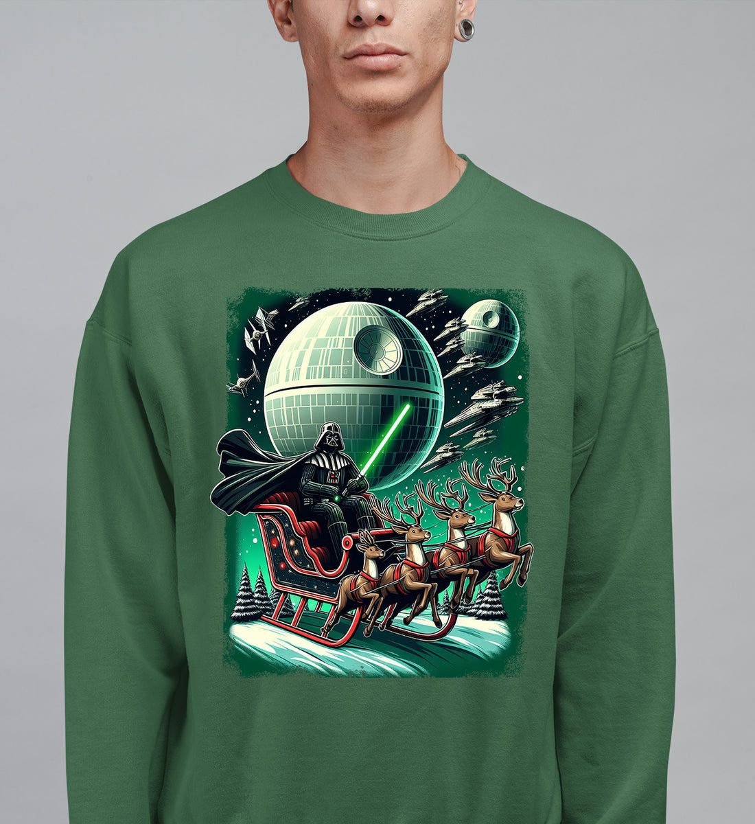 Star Wars Death Star Christmas Light Saber Holiday Galaxy Gift Idea for Sci-Fi Fans Sweatshirt