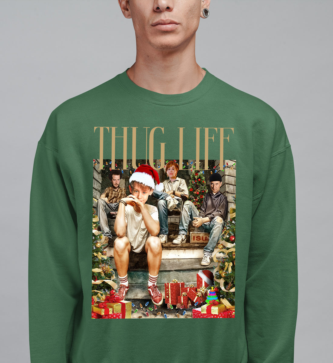 Christmas Thug Life Porch Santa Hat - Funny Santa Hat for Porch, Holiday Humor Gift Sweatshirt