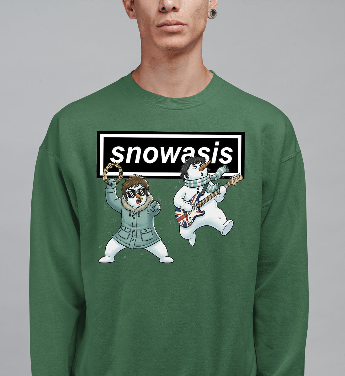 Christmas Snowasis rocking on a snowy hillside, cozy festive scene for holidays, Snowasis rocking on Sweatshirt