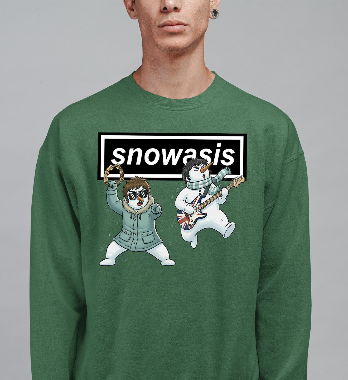 Christmas Snowasis rocking on a snowy hillside, cozy festive scene for holidays, Snowasis rocking on Sweatshirt