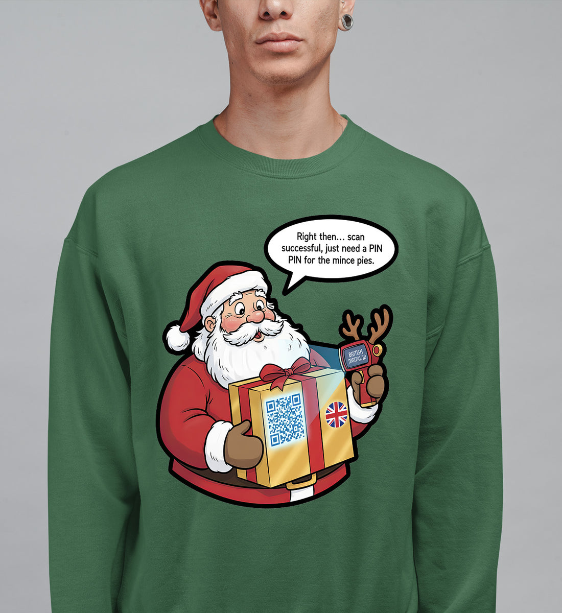UK Digital ID Santa - Festive Christmas Security Badge Template for Online Use Sweatshirt
