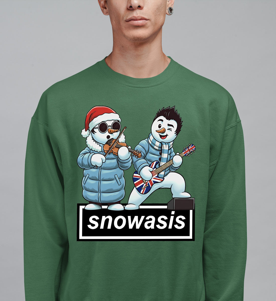 Snowasis Violin Gutar Winking Christmas Charm - Festive Music Gift Sweatshirt