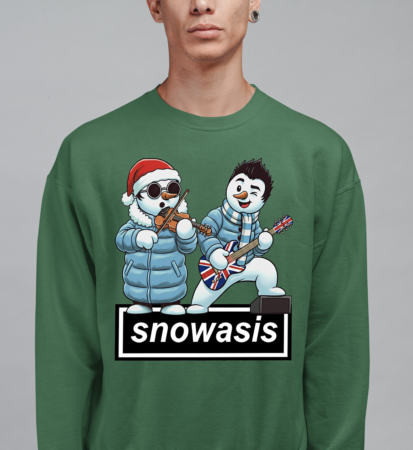 Snowasis Violin Gutar Winking Christmas Charm - Festive Music Gift Sweatshirt