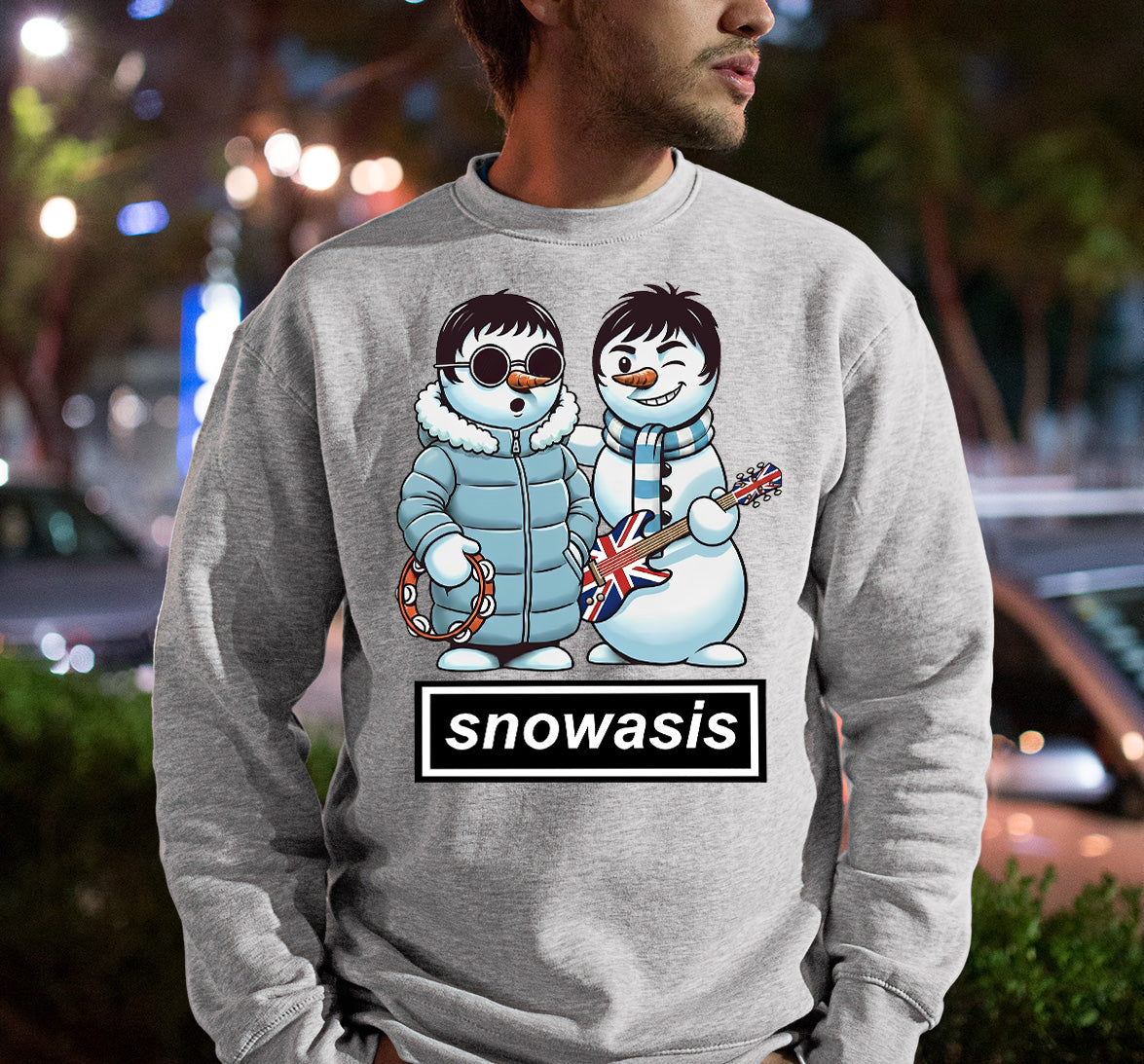 Snowasis Snowmen Guitar Christmas Charm - Whimsical Holiday Keepsake Sweatshirt