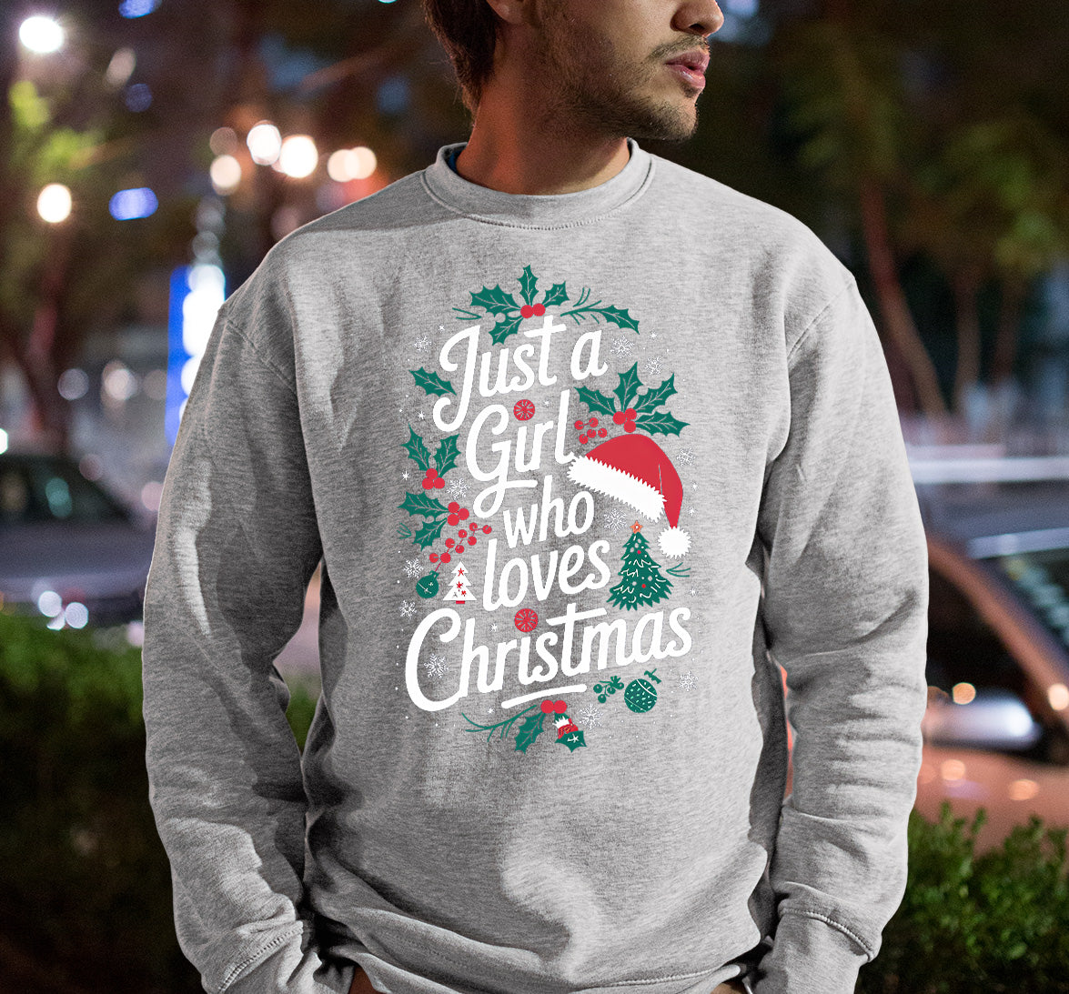 Just a Girl Who Loves Christmas - Festive, Cozy Christmas Theme for Her - Holiday Cheer Keepsake Accessory Sweatshirt