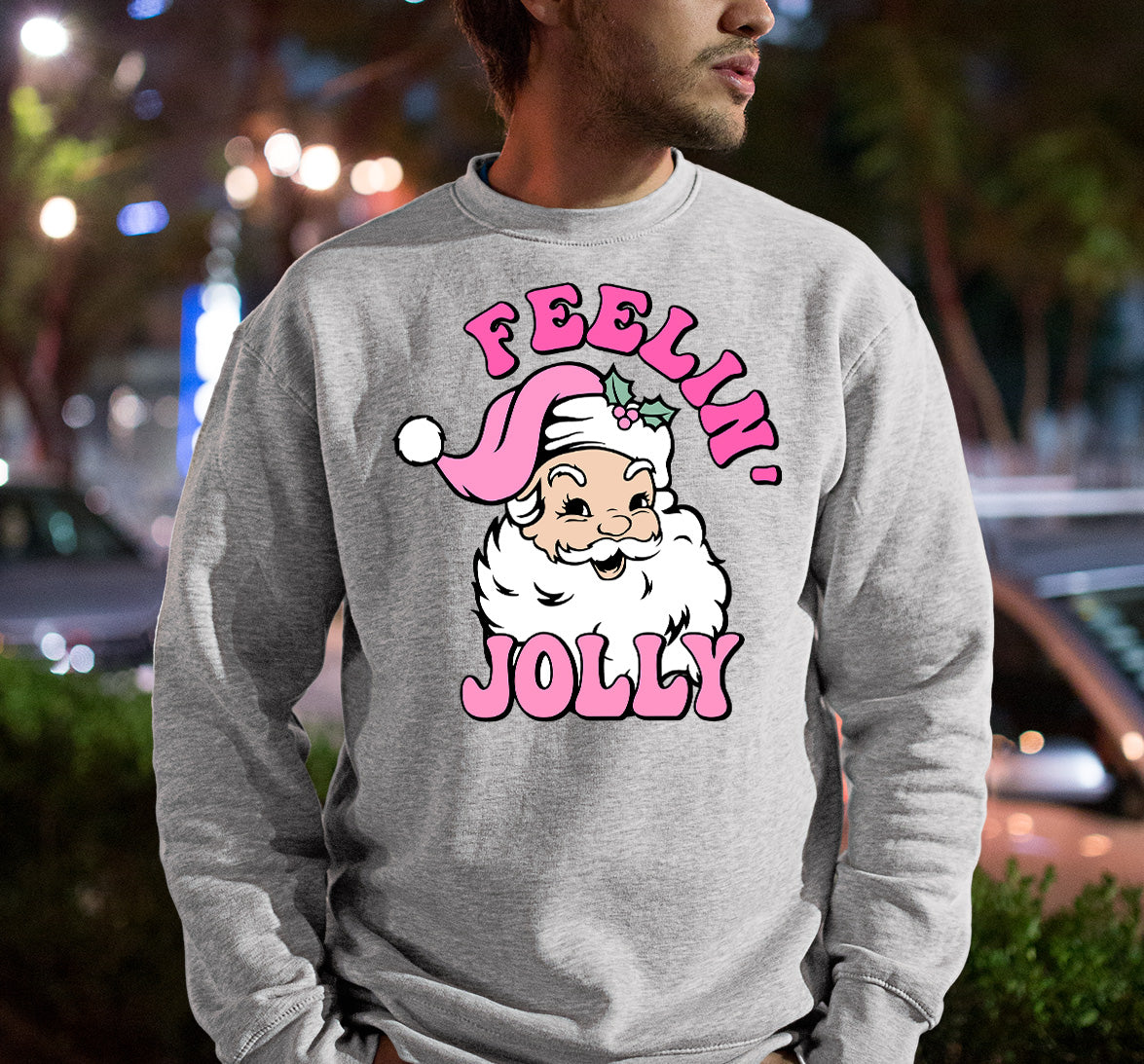 Feelin Jolly Christmas Theme for Festive Lovers - Cozy Seasonal Gift Idea Sweatshirt