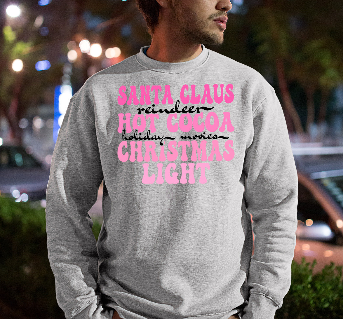 Santa Claus Reindeer Christmas Scene with Hot Cocoa - Cozy Holiday Charm for Gifts & Collectibles Sweatshirt