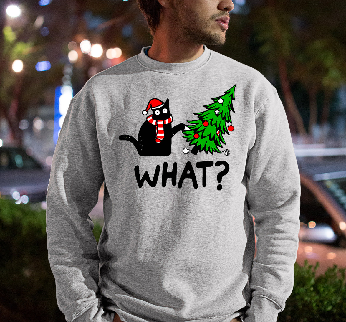 What Cat Says at Christmas - Funny Kitty Gift for Cat Lovers, Holiday Humor, Whiskers & Paws, Cozy Christmas Cheer Sweatshirt