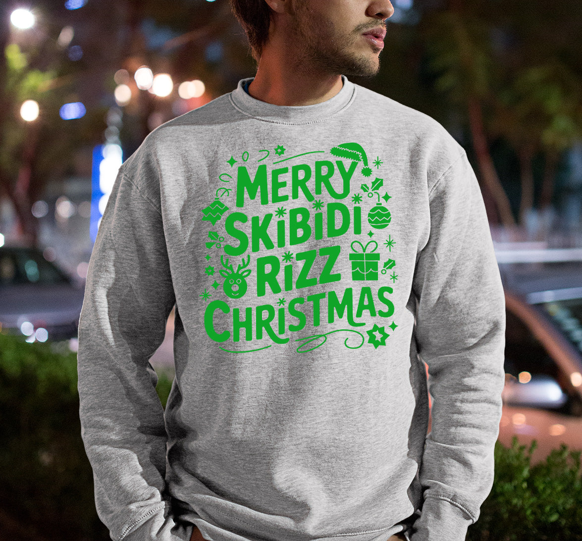 Merry Skibidi Rizz Christmas, festive holiday vibes for gifts and celebrations, cozy winter cheer Sweatshirt