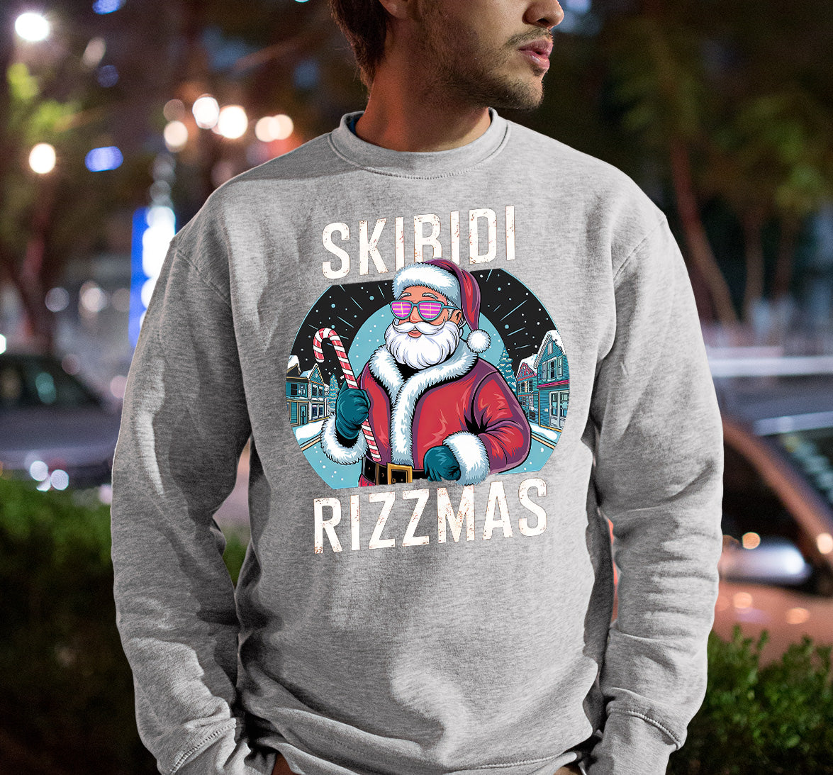 Skibidi Rizzman Santa Christmas Edition - Hilarious Pop Culture Gift Idea for Holidays, Festive Cheer Sweatshirt