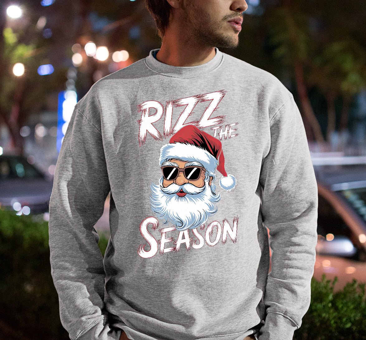 Rizz the Seasonn Santa Sunglasses – Christmas Santa Glasses, Funny Holiday Fashion Accessory, Festive Seasonal Gift Idea, Cozy Cheer Sweatshirt