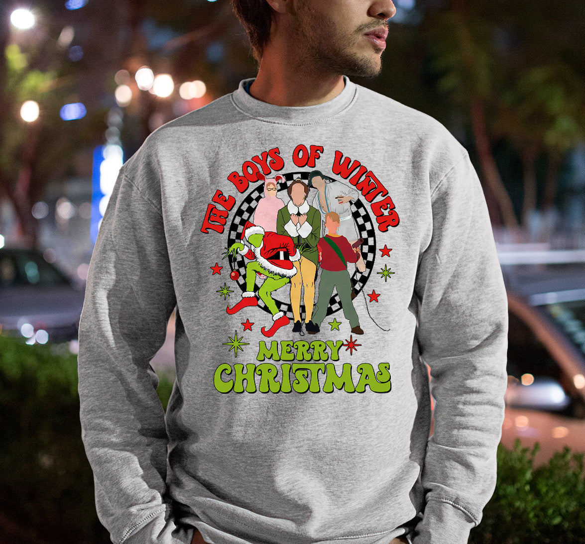 The Boys of Winter - Festive Christmas Theme for Him, Snowy Night Spirit, Holiday Gift Idea Sweatshirt