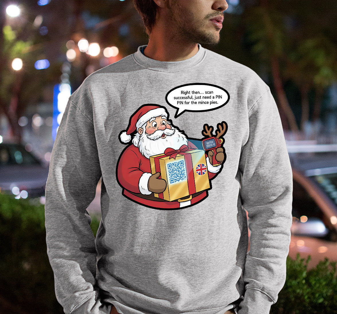 UK Digital ID Santa - Festive Christmas Security Badge Template for Online Use Sweatshirt