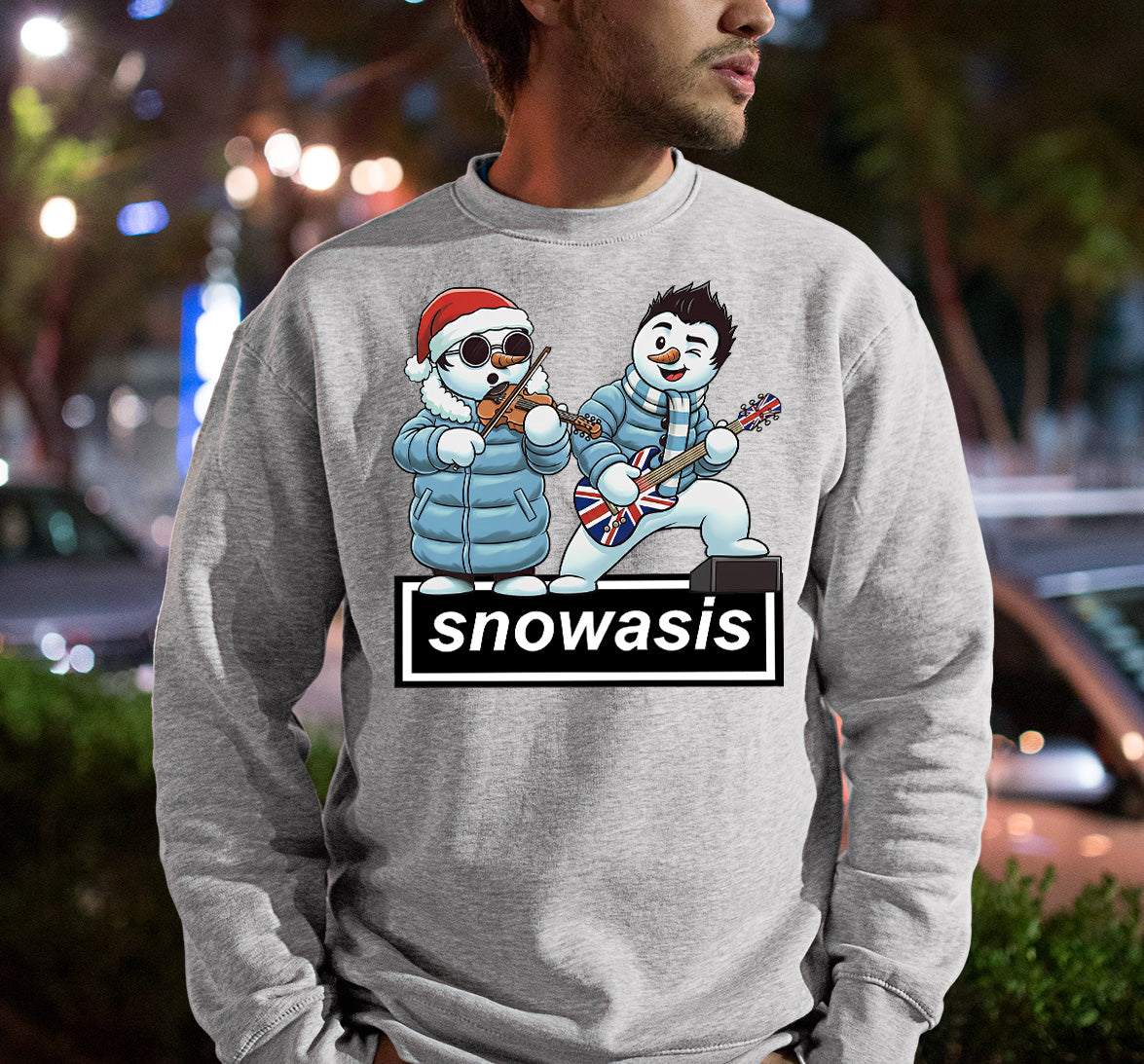 Snowasis Violin Gutar Winking Christmas Charm - Festive Music Gift Sweatshirt