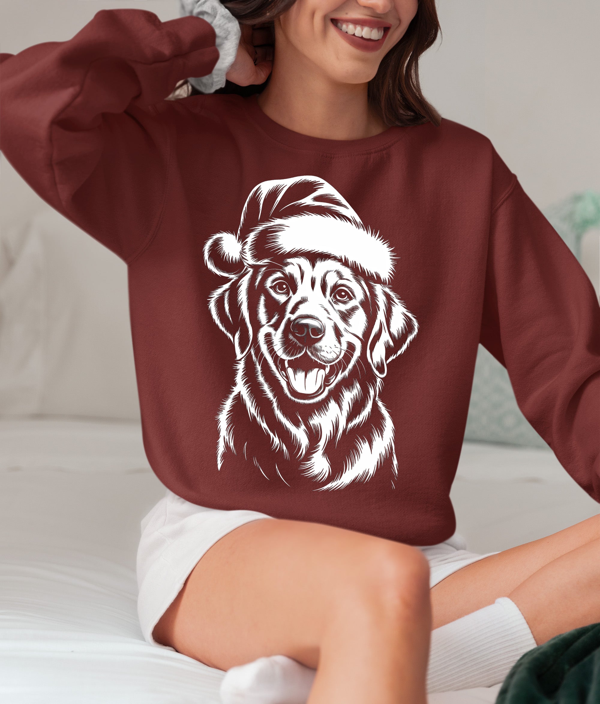 Christmas Dog Illustration for Pet Lovers – Festive Holiday Scene Gift Idea, Cozy Canine Portrait, Seasonal Cheer Sweatshirt