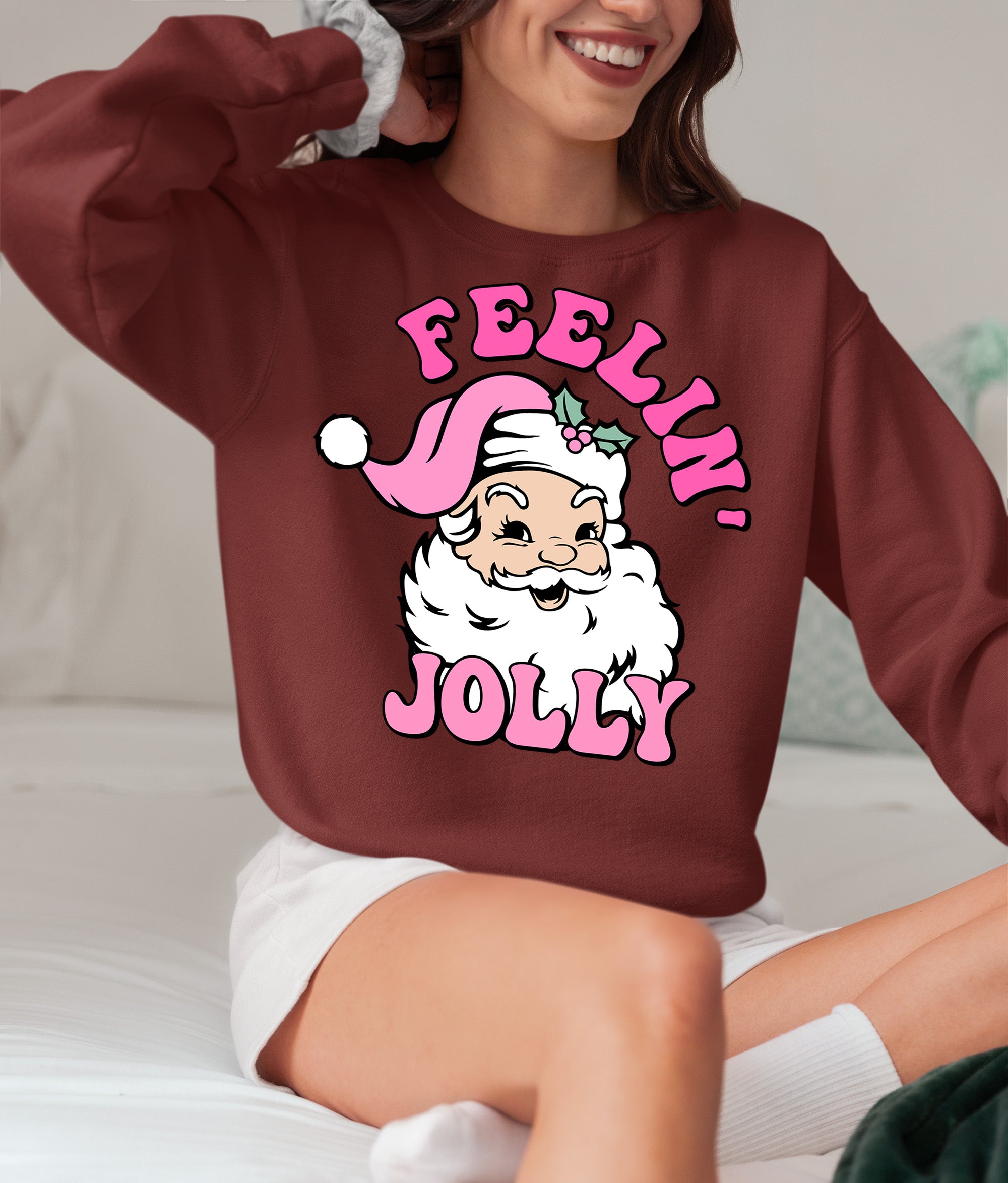 Feelin Jolly Christmas Theme for Festive Lovers - Cozy Seasonal Gift Idea Sweatshirt