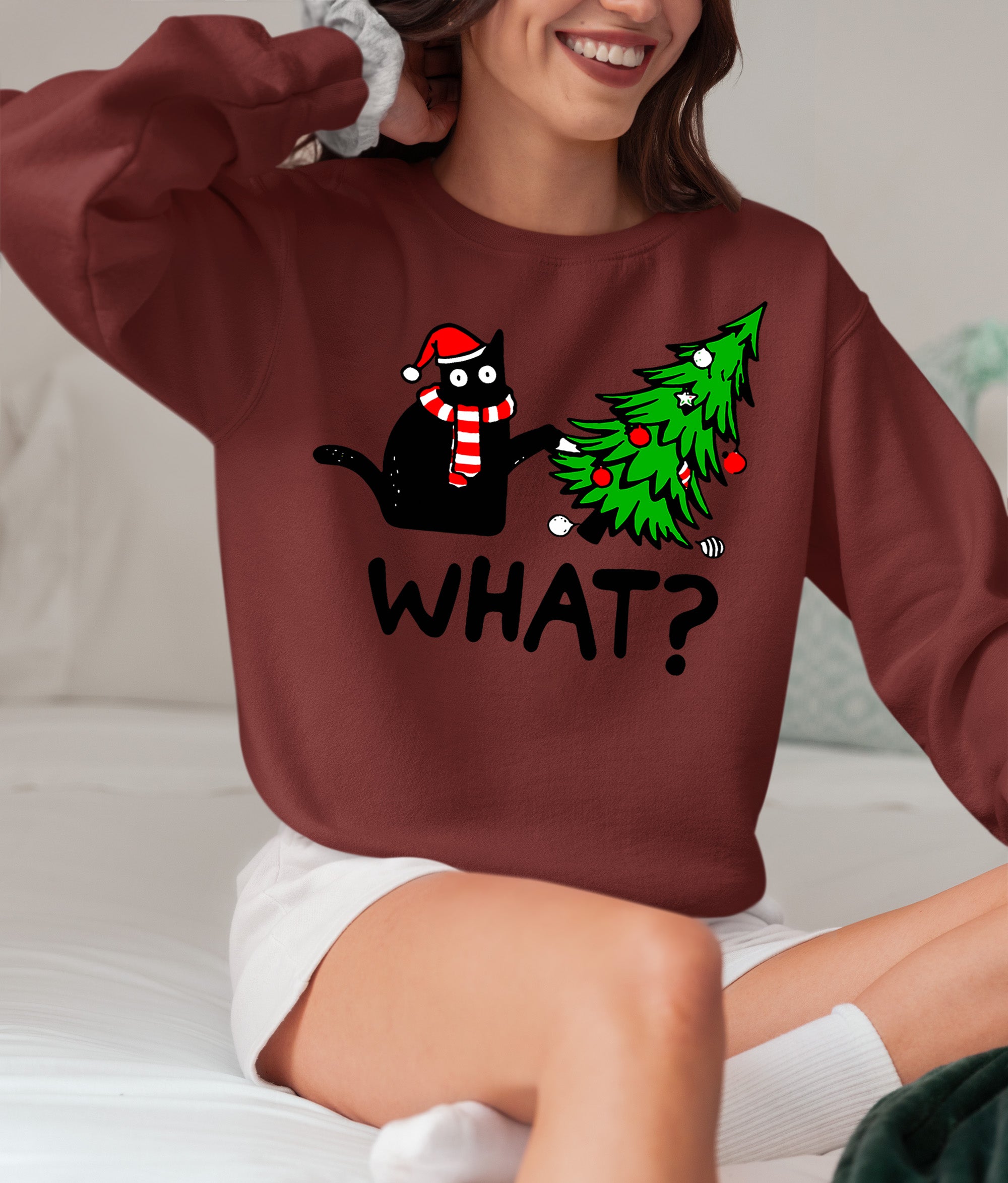 What Cat Says at Christmas - Funny Kitty Gift for Cat Lovers, Holiday Humor, Whiskers & Paws, Cozy Christmas Cheer Sweatshirt