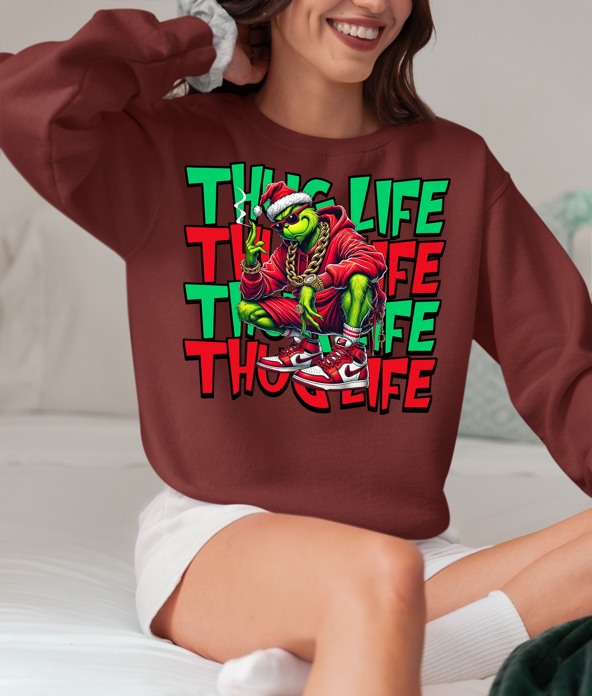 Christmas Thug Life x3 Graphic Artwork – Festive Holiday Humor for the Season Sweatshirt