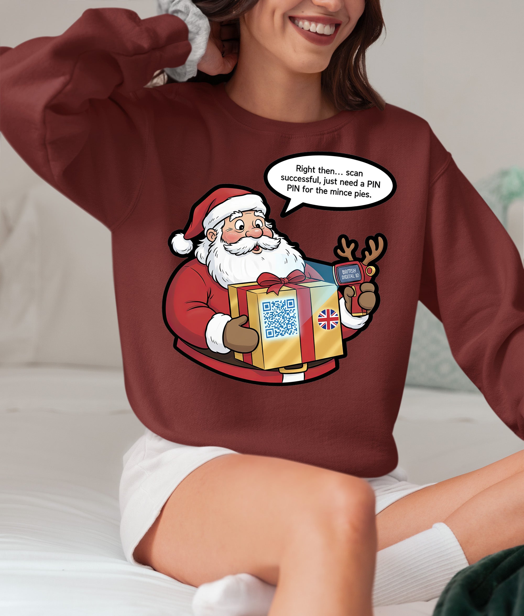 UK Digital ID Santa - Festive Christmas Security Badge Template for Online Use Sweatshirt
