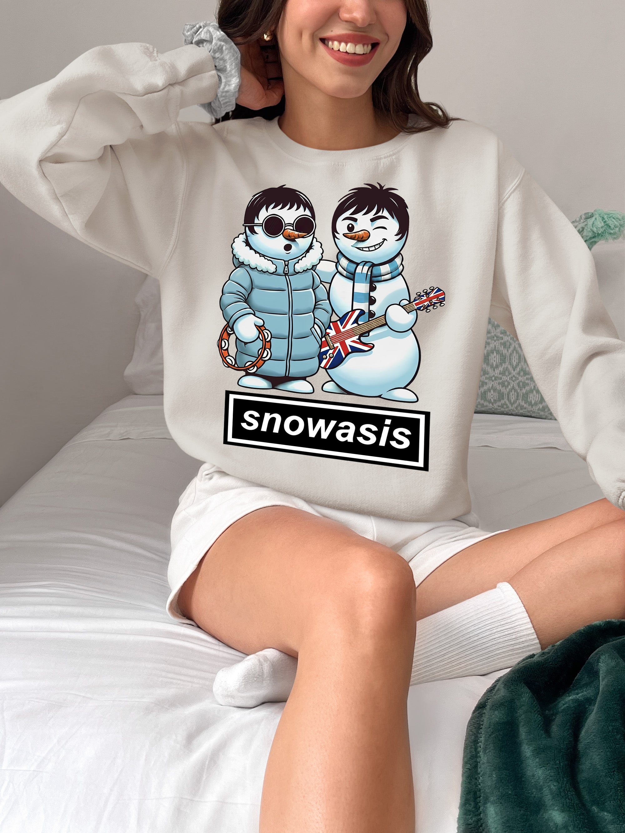 Snowasis Snowmen Guitar Christmas Charm - Whimsical Holiday Keepsake Sweatshirt